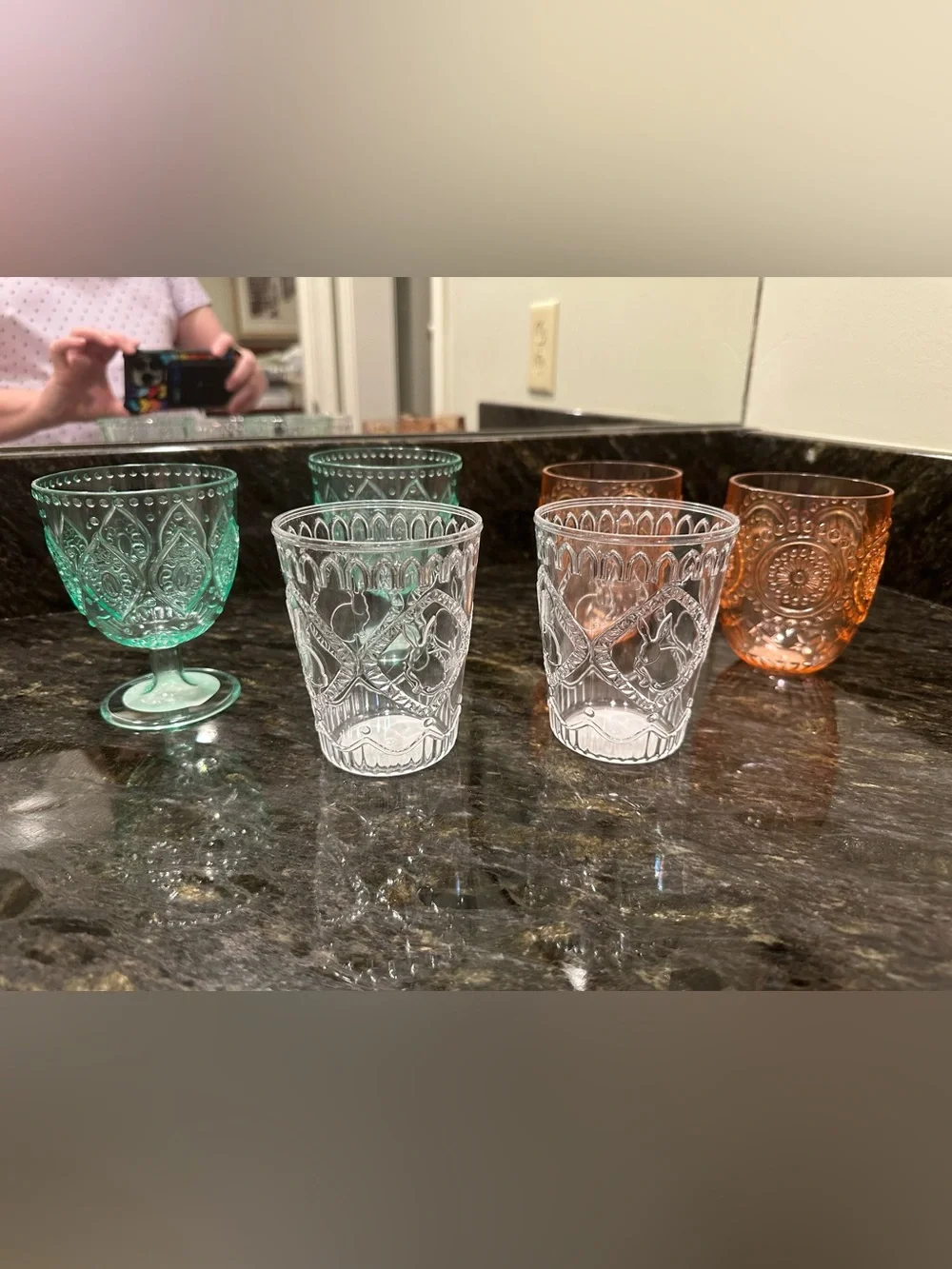 Target Embossed acrylic Glass Goblets and Tumblers - Green, Clear, Amber
